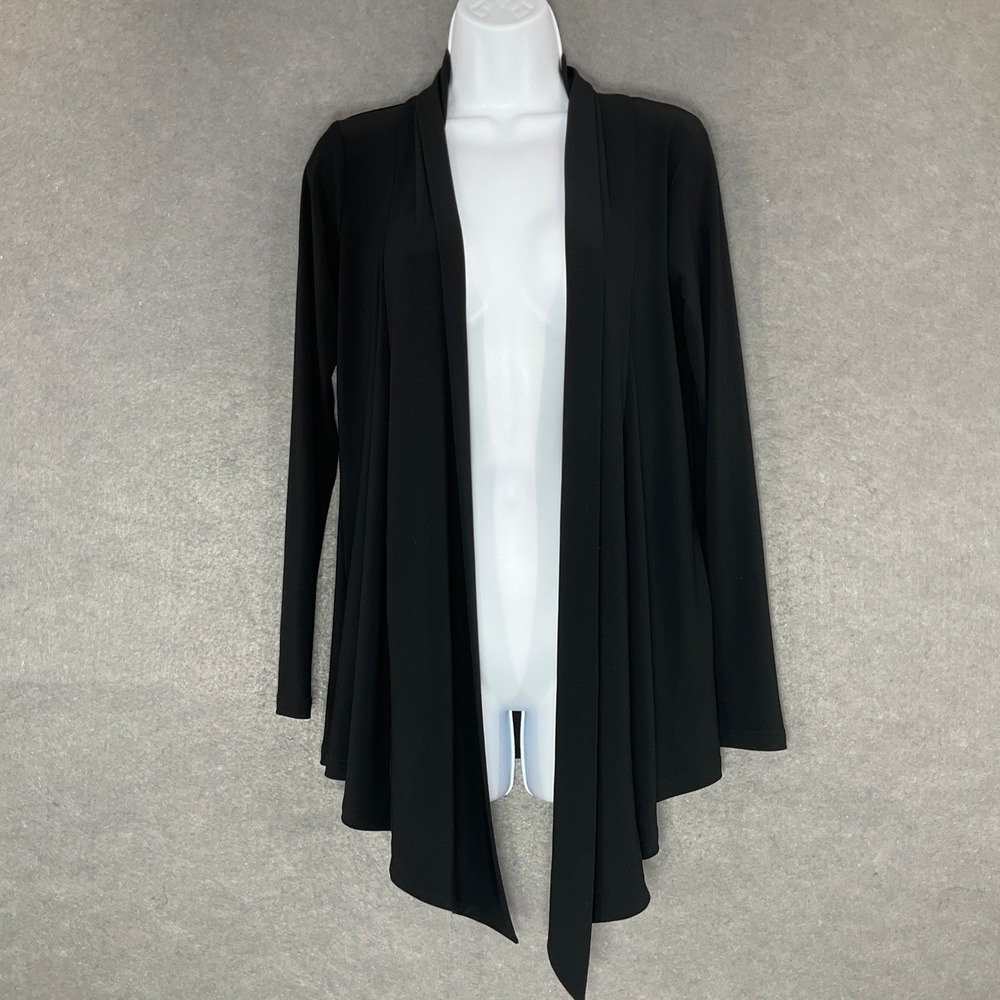 Sympli Black Open Front Cardigan Draped Lightweight Size 4 Lagenlook‎ Minimalist